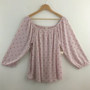 a.n.a | Powder Pink Blouse with Rust Diamond Print